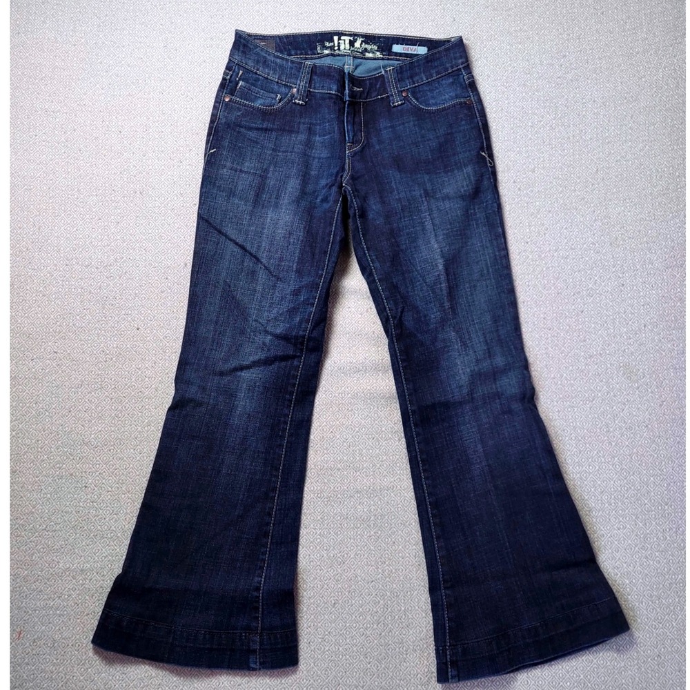 !iT Jeans Flare Womens 28 Short Blue Diva Low Rise Dark Wash Stretch Denim